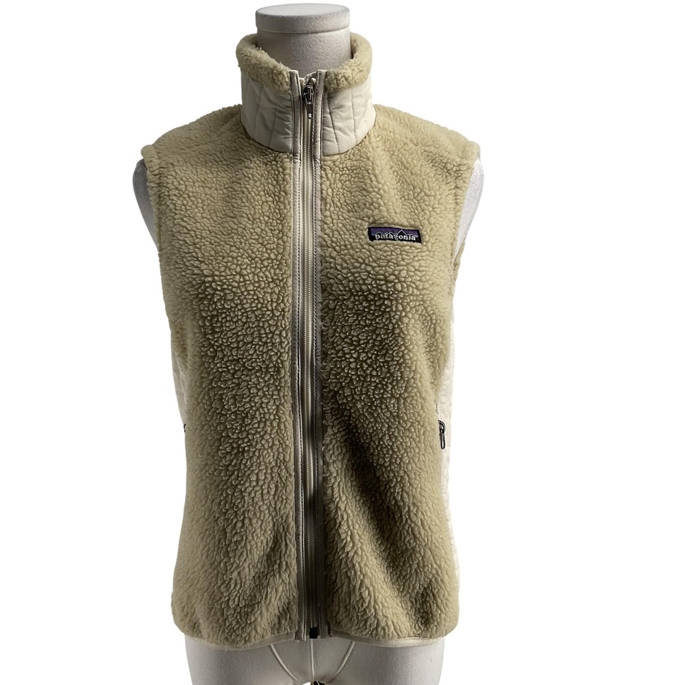 Patagonia Retro Pile Fleece Vest Womens Small Tan Sherpa Full Zip‎ Outdoor